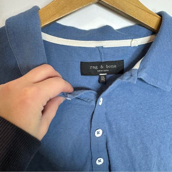 Rag & Bone Mercer Linen Blend Polo Collared Neckline Short Sleeve Shirt Size XXL - Picture 4 of 6
